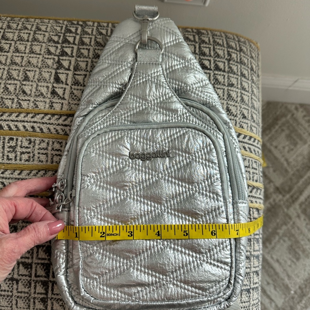 Baggallini Quilted Silver Backpack - Picture 9 of 9